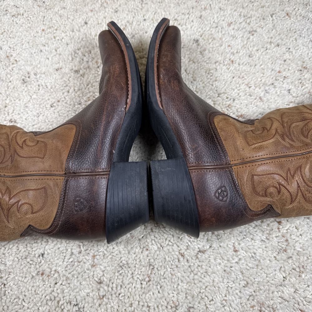 Ariat Cowboy Boots Brown Leather Square Toe Mens 10.5 D Style 10014025 EUC - Picture 6 of 9